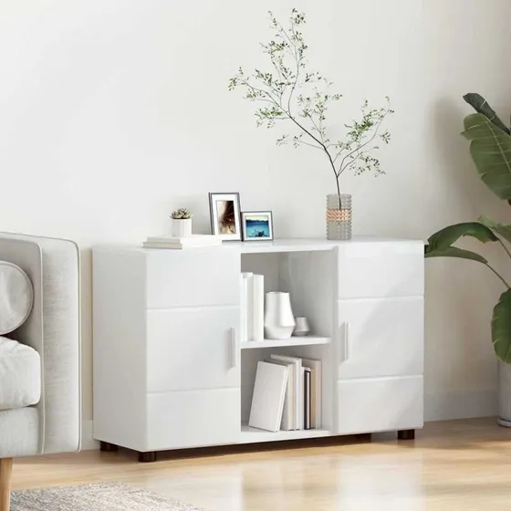 vidaXL FLORIN Sideboard Høj gloss hvid 88,5 x 30,5 x 55,5 cm