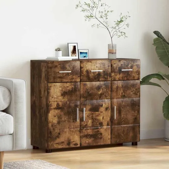vidaXL Sideboard FLORIN Røget eg 88,5 x 30,5 x 73 cm Konstrueret træ