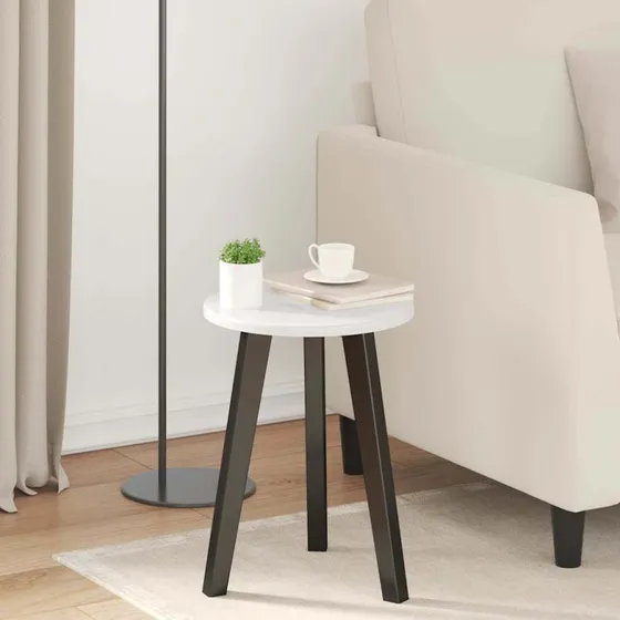 vidaXL Bordplade Hvid Højglans Ø30 x 1,5 cm Konstrueret Træ