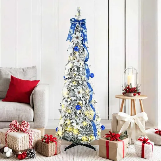 vidaXL Kunstigt juletræ 150 cm Grønt med 100 LED'er og USB-lys