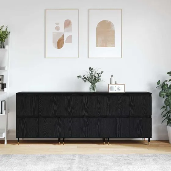 Sidebords 3 stk Sort eg 180 x 35 x 70 cm Konstrueret træ