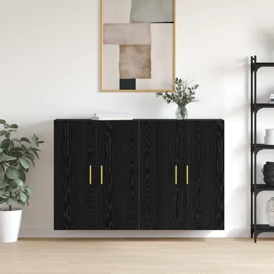 Eg Væghængt Skab 2 stk, Sort, 69,5 x 34 x 90 cm