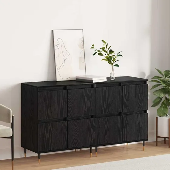 Sidebords 2 stk Sort eg 120 x 35 x 70 cm Konstrueret træ
