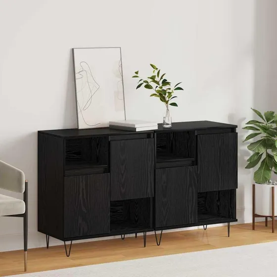 Sidebords 2 stk Sort eg 120 x 35 x 70 cm Konstrueret træ