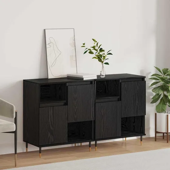 Sidebords 2 stk Sort eg 120 x 35 x 70 cm Konstrueret træ