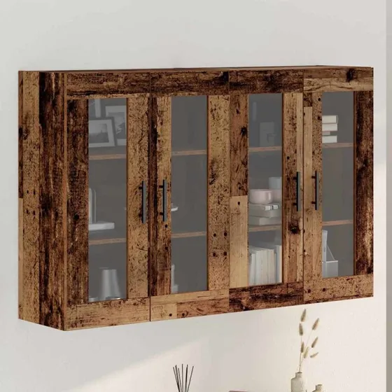 vidaXL Væghængt skab 2 stk Gammelt træ 69,5 x 34 x 90 cm