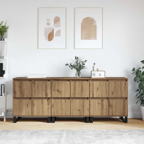 Artisan 3 stk Sidebord, 180 x 35 x 70 cm, Konstrueret Træ, Matte Finish