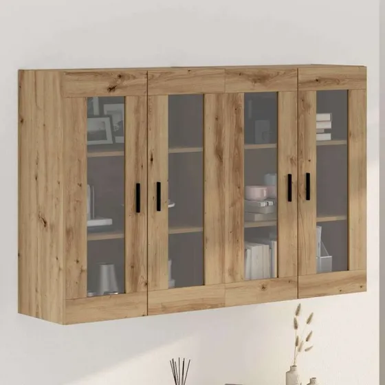 vidaXL Væghængt skab 2 stk, 69,5 x 34 x 90 cm, konstrueret træ, glasdør