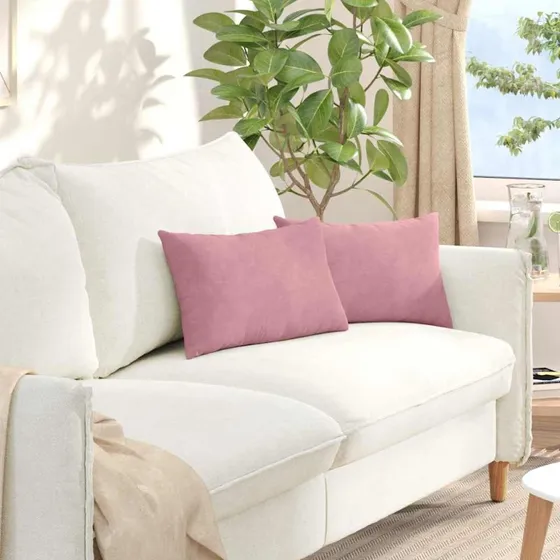 vidaXL Sofapuder 2 stk Lyserød 50 x 30 cm Velourstof