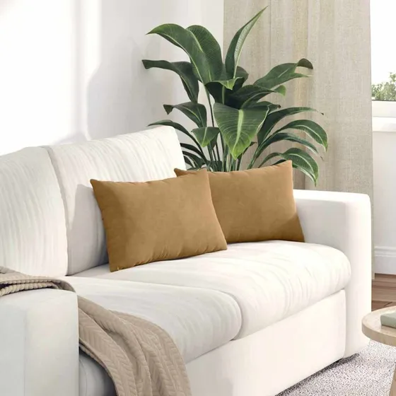 vidaXL Sofapuder 2 stk Brun 50 x 30 cm Velourstof