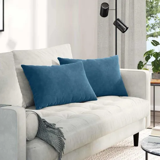 vidaXL Sofapuder 2 stk Blå 60 x 40 cm Velourstof