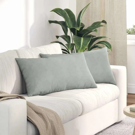 vidaXL Sofapuder 2 stk Lysegrå 80 x 40 cm Velourstof