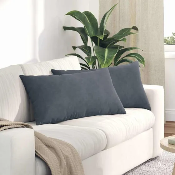 vidaXL Sofapuder 2 stk Mørkegrå 80 x 40 cm Velourstof