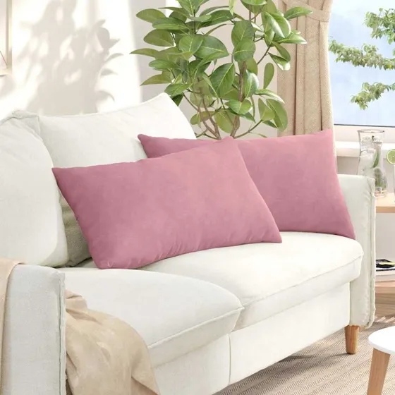 vidaXL Sofapuder 2 stk Lyserød 80 x 40 cm Velourstof