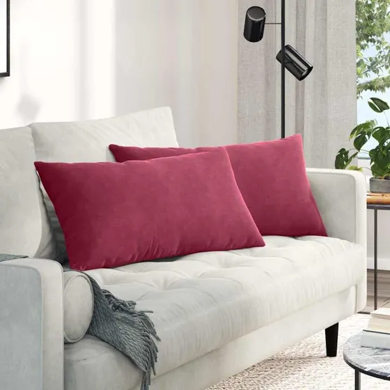 vidaXL Sofapuder 2 stk Vinrød 80 x 40 cm Velourstof