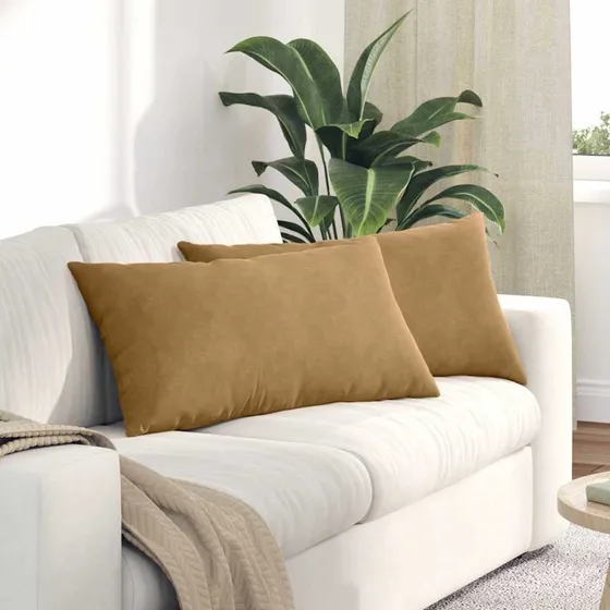 vidaXL Sofapuder 2 stk, 80 x 40 cm, Brun, Velourstof