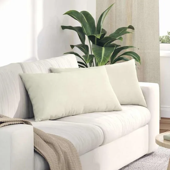 vidaXL Sofapuder 2 stk Creme 80 x 40 cm Velourstof