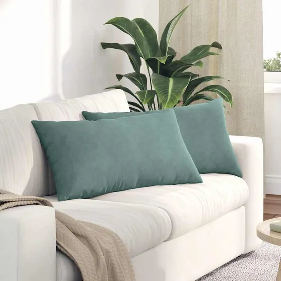 vidaXL Sofapuder 2 stk Havgrøn 80 x 40 cm Velourstof