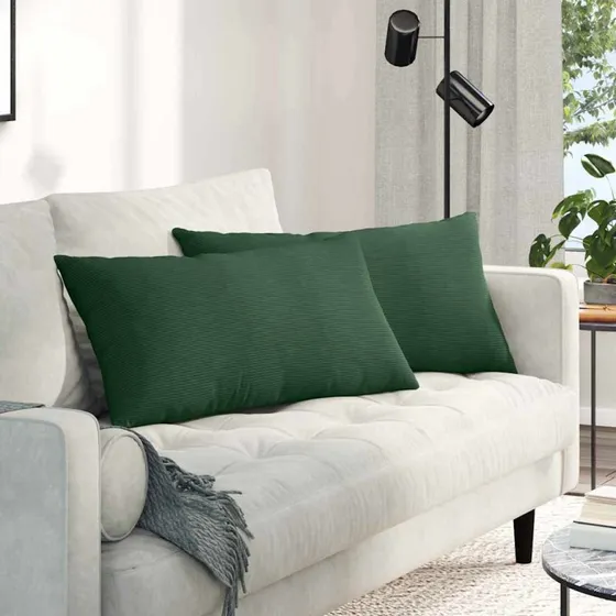 vidaXL Sofapuder 2 stk Mørkegrøn 80 x 40 cm Velourstof