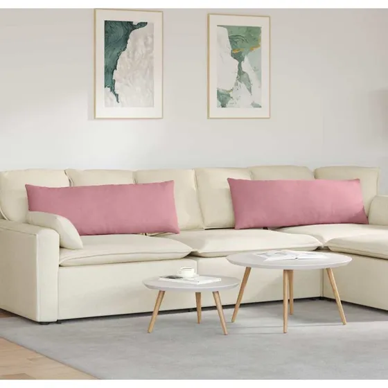 vidaXL Sofapuder 2 stk Lyserød 120 x 40 cm Velourstof