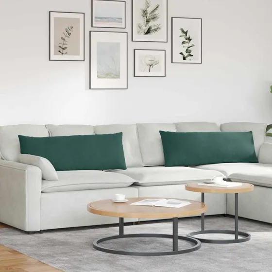 vidaXL Sofapuder 2 stk Mørkegrøn 120 x 40 cm Velourstof