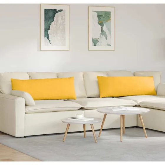 vidaXL Sofapuder 2 stk Lys Gul 120 x 40 cm Velourstof