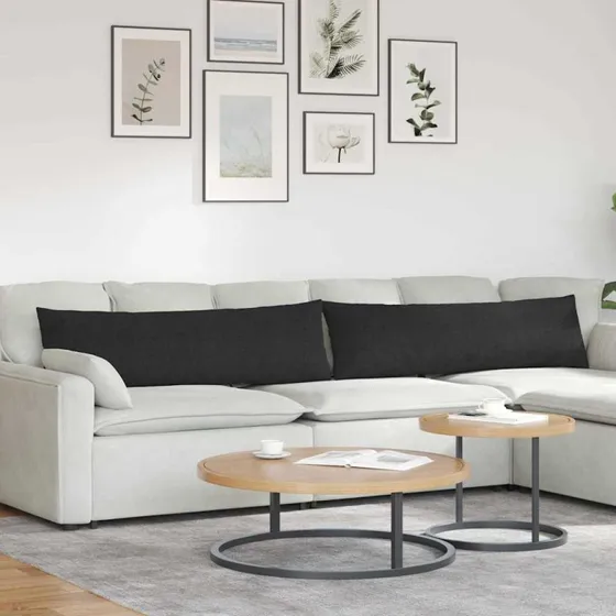vidaXL Sofapuder 2 stk, Sort, 145 x 40 cm