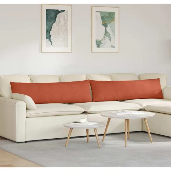 vidaXL Sofapuder 2 stk Rød Orange 145 x 40 cm Velourstof