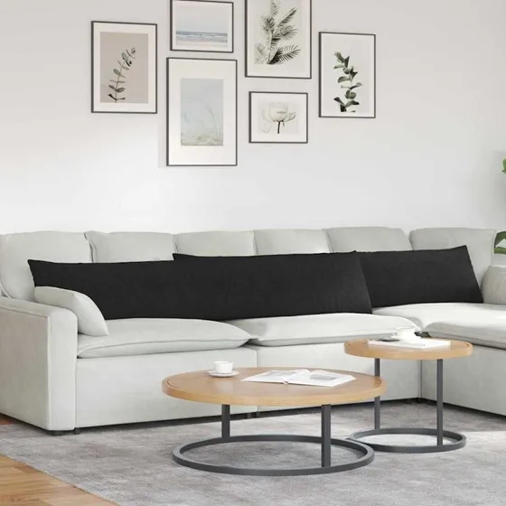 vidaXL Sofapuder 2 stk, Sort, 200 x 40 cm