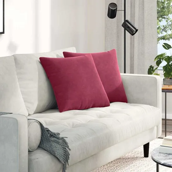 vidaXL Sofapuder 2 stk Vinrød 45 x 45 cm Velourstof