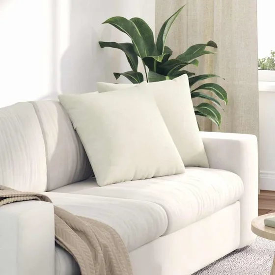 vidaXL Sofapuder 2 stk Creme 50 x 50 cm Velourstof