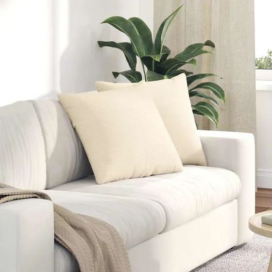 vidaXL Sofapuder 2 stk Creme 50x50 cm Velourstof