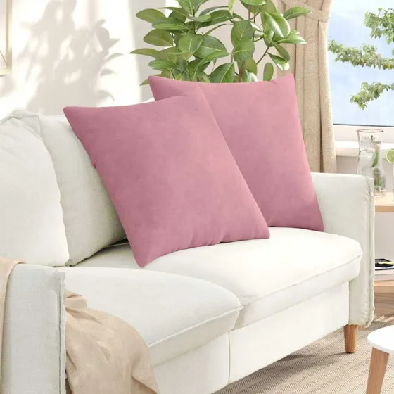 vidaXL Sofapuder 2 stk Lyserød 60 x 60 cm Velourstof