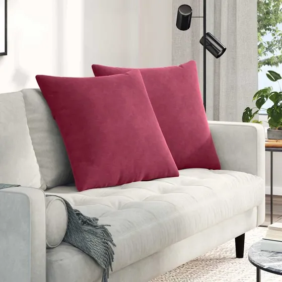 vidaXL Sofapuder 2 stk Vinrød 60 x 60 cm Velourstof