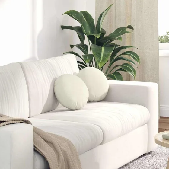 vidaXL Sædepuder 2 stk Creme Ø30 x 13 cm Fløjl