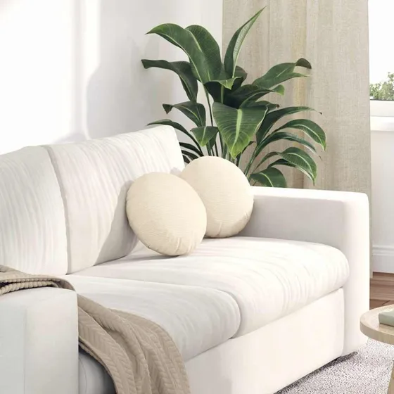 vidaXL Sædepuder 2 stk Creme Ø30 cm Velourstof