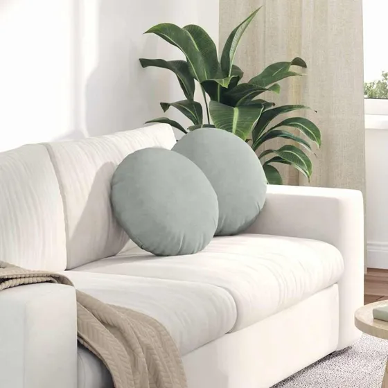 vidaXL Sædepuder 2 stk Lysegrå Ø 40 x 13 cm Fløjl