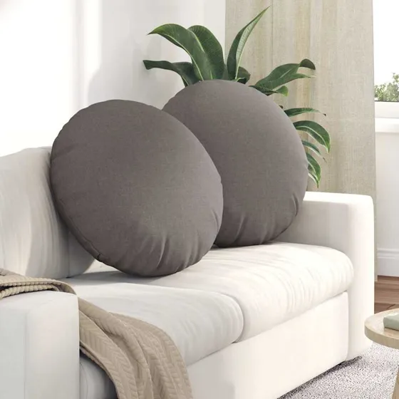 vidaXL Sædepuder 2 stk Gråbrun Ø60 x 21 cm Stof
