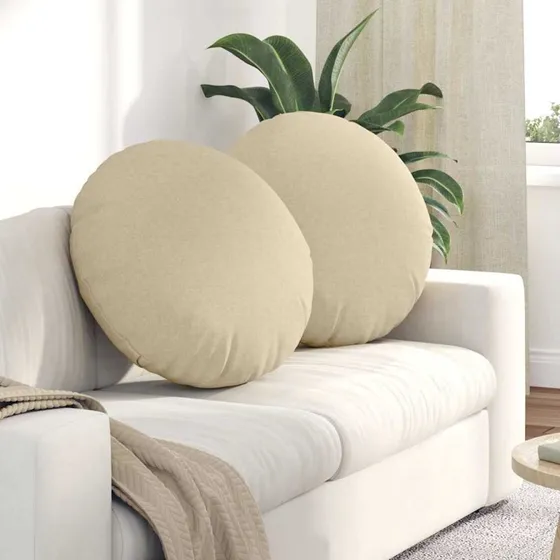 vidaXL Sædepuder 2 stk Creme Ø60 x 21 cm Stof