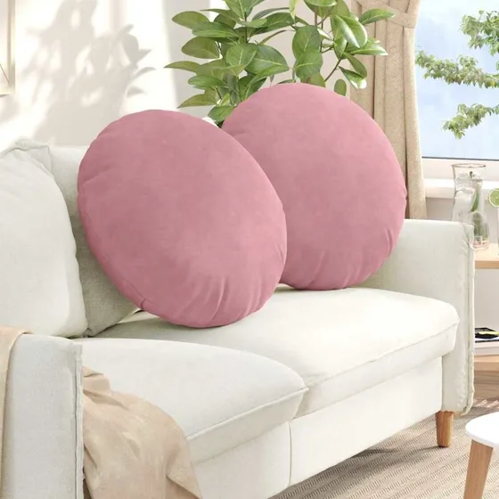 vidaXL Sædepuder 2 stk Lyserød Ø60 x 21 cm Fløjl