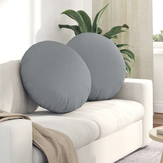 vidaXL Sædepuder 2 stk Lysegrå Ø80 x 29 cm Stof