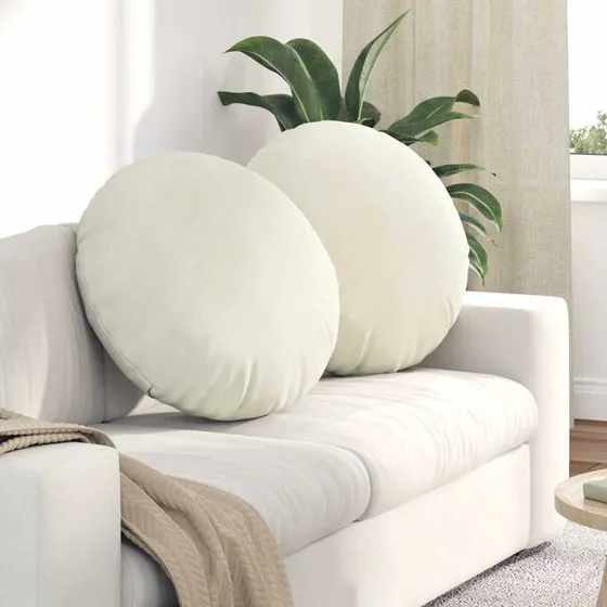 vidaXL Sædepuder 2 stk Creme Ø80 x 29 cm Fløjl