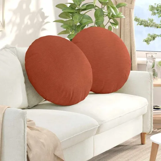 vidaXL Sædepuder 2 stk Rød Orange Ø 80 cm Velourstof