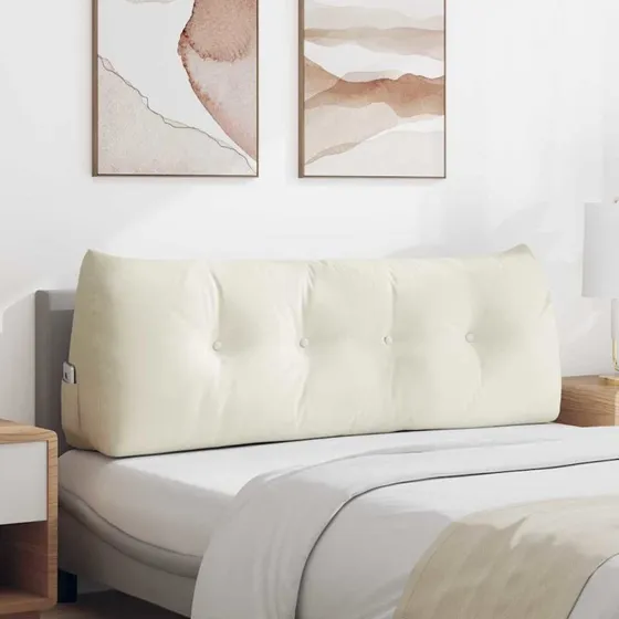 vidaXL Rygpude Creme 140 x 24 x 50 cm Fløjl