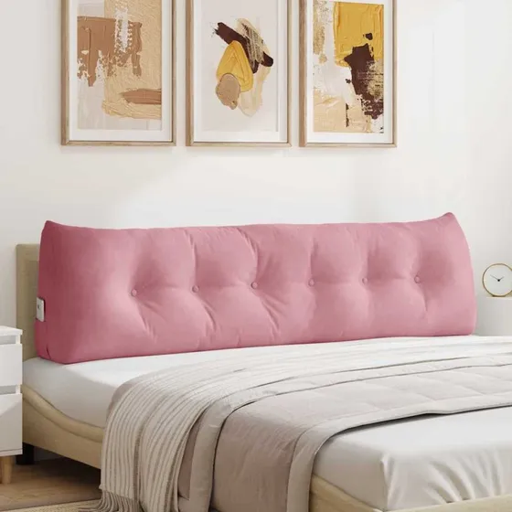 vidaXL Rygpude Lyserød 180 x 24 x 50 cm Fløjl