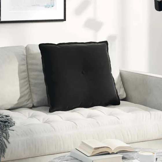 vidaXL Rygpude Sort 60 x 50 cm Cordfløjl
