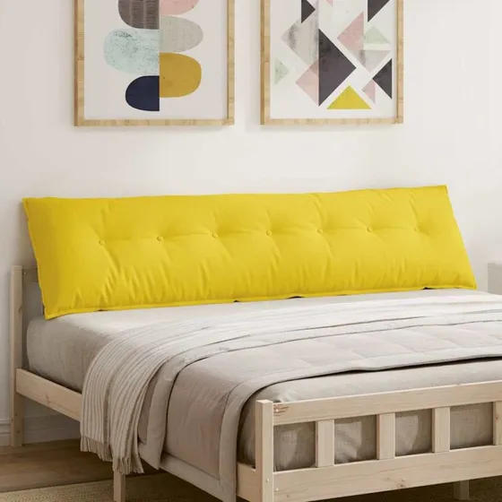 vidaXL Rygpude Lys Gul 200 x 19 x 50 cm Stof