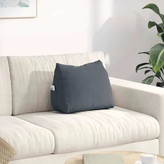 vidaXL Rygpude Mørkegrå 45 x 20 x 35 cm Velourstof