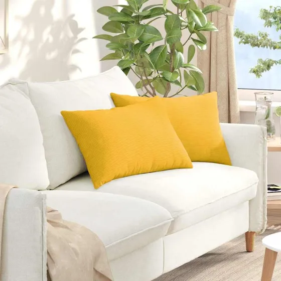 vidaXL Sofapuder 2 stk Lys Gul 60 x 40 cm Velourstof