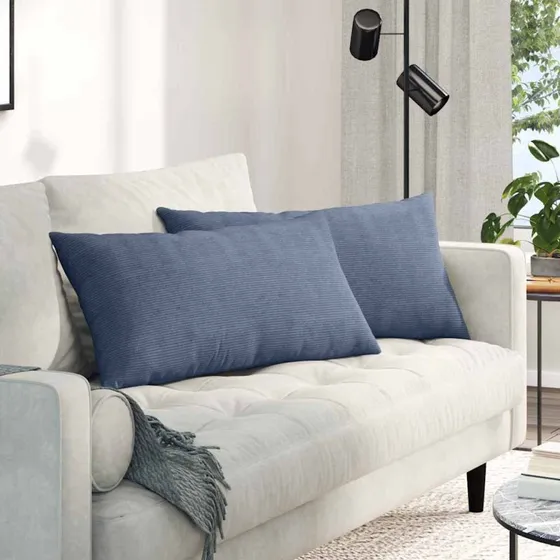 vidaXL Sofapuder 2 stk Blå 80 x 40 cm Velourstof